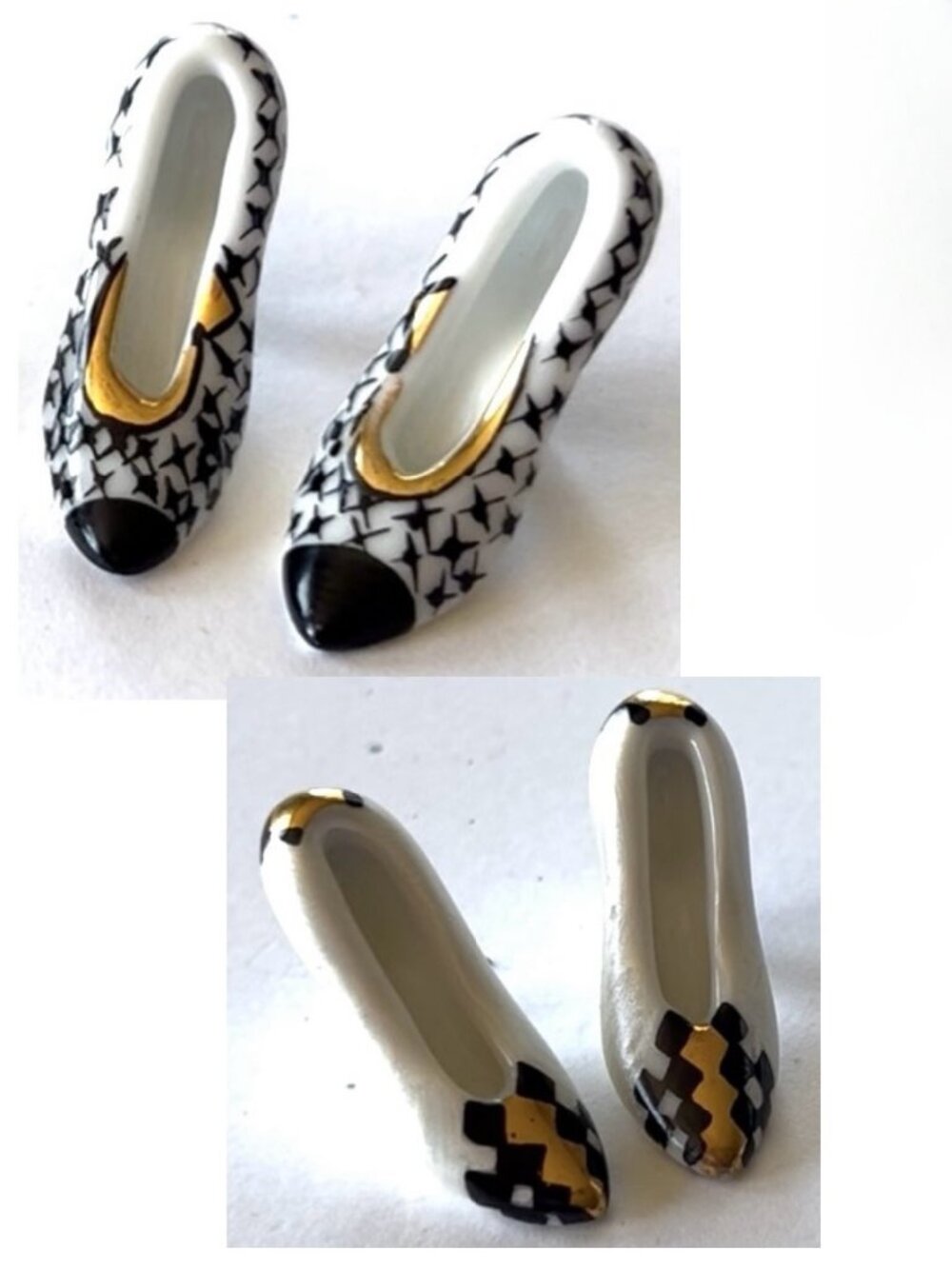 TWO PAIRS * LIMOGES FRANCE PORCELIAN DOLL HEELS
